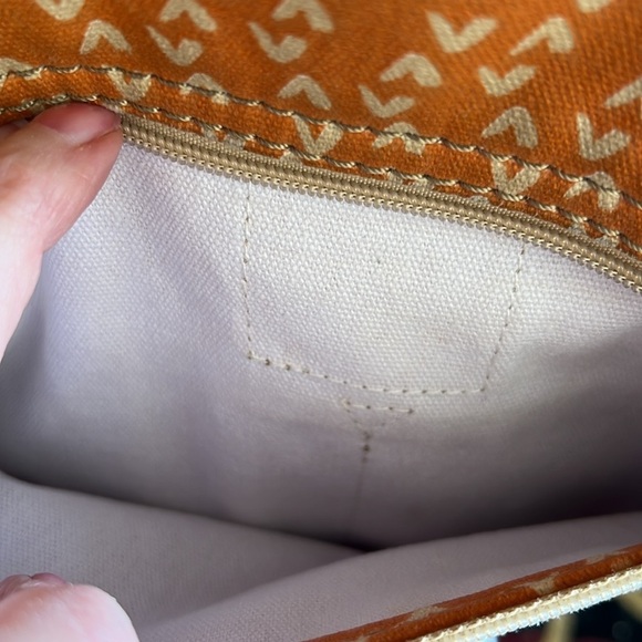 Fossil Vintage Key-Per Crossbody Hobo Canvas Bag Paisley Design Orange Hot Pink - Picture 8 of 16